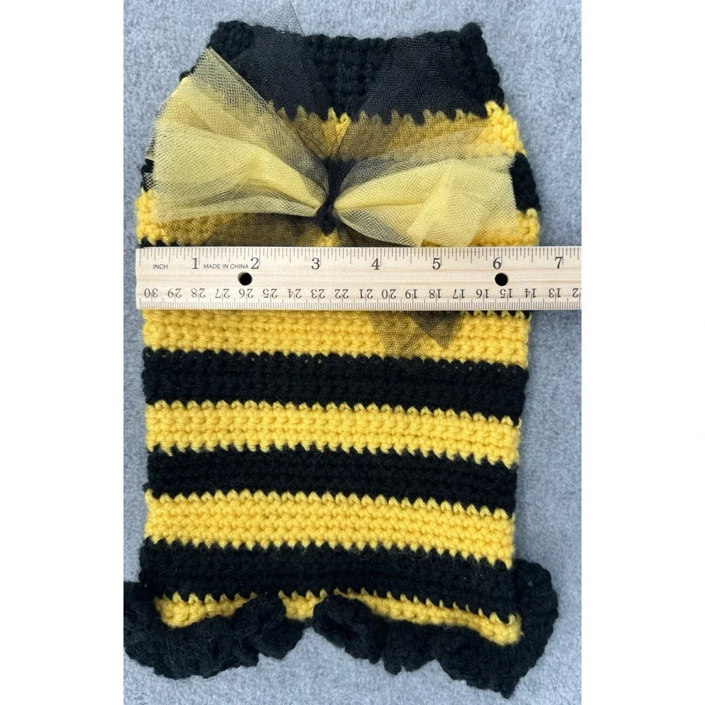 Dog Sweater Hat Set Small‎ Bumblebee Costume Outfit Handmade Crochet
